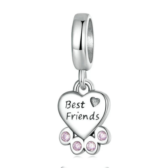 Best Friends Paw Heart Charm - Best Friends Paw Heart Charm