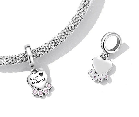 Best Friends Paw Heart Charm