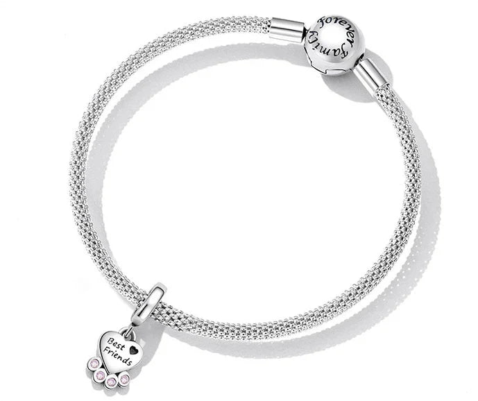 Best Friends Paw Heart Charm fit pandora bracelet