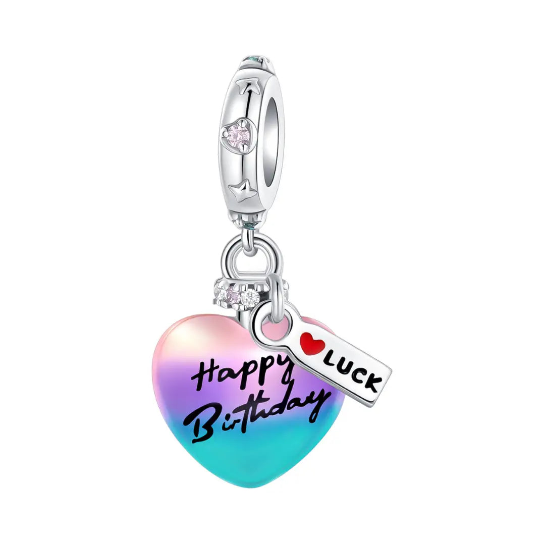 Birthday Luck Heart Dangle Charm