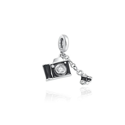 Black And White Camera With Chain Charm