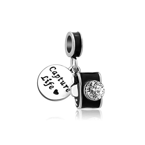 Black And White With Diamond Heart Charm - Black And White With Diamond Heart Charm
