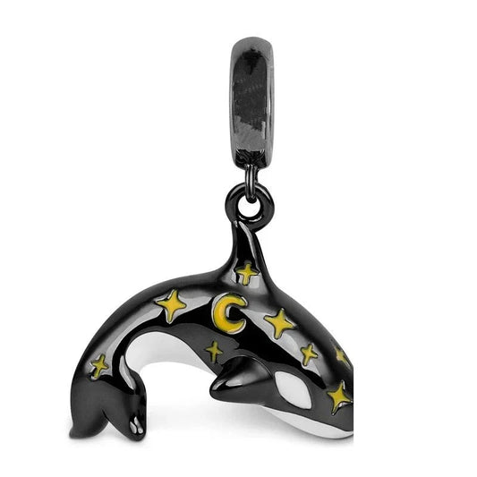 Black And Yellow Whale With Stars Charm