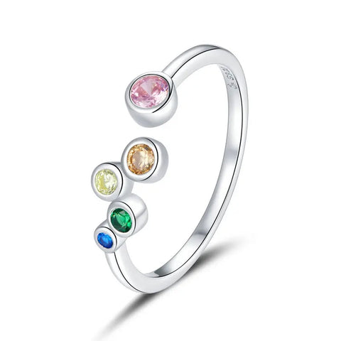 Bubbles Gemstone silver Adjustable Ring