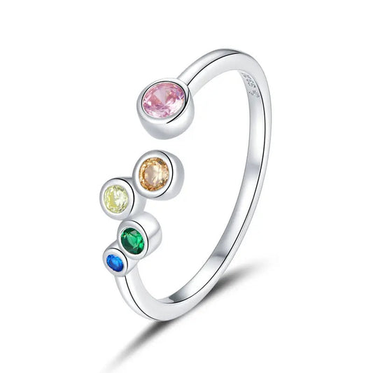 Bubbles Gemstone silver Adjustable Ring