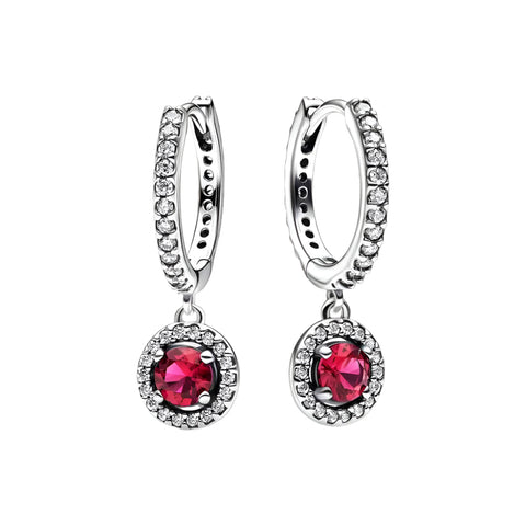 Gorgeous Ruby Drop Earrings Sterling Silver Hoop Design - Gorgeous ruby drop earrings with a sterling silver hoop design and intricate detailing.