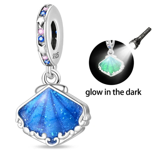 Blue And Green Shell With Light In The Dark Charm
