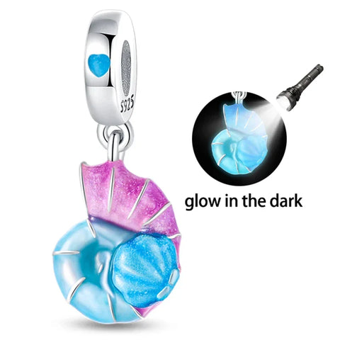 Blue And Pink Shell With Flashlight Pandora Charm