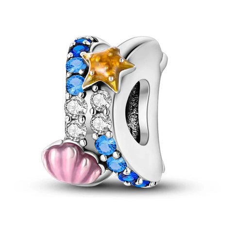 Blue And Pink Star With Charm - Blue And Pink Star With Charm