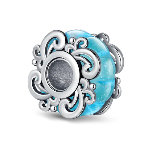 Blue And Silver With Swirls Charm - Blue And Silver With Swirls Pandora Charm