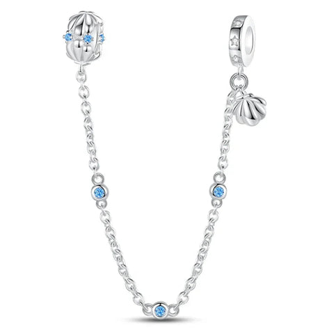 Blue And White Chain With Stone Charm - Blue And White Chain With Stone Charm