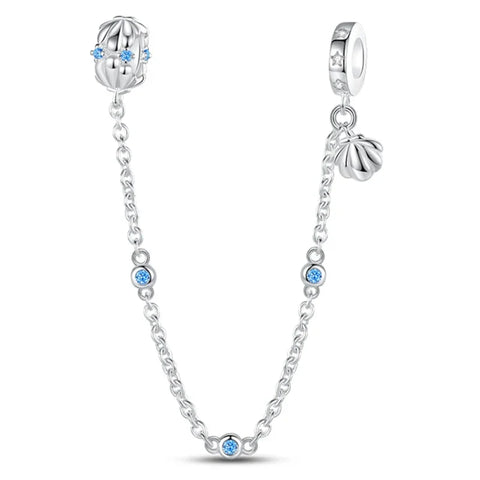 Blue And White Chain With Stone Charm - Blue And White Chain With Stone Pandora Charm