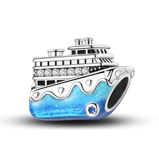 Blue And White Cruise Ship Charm