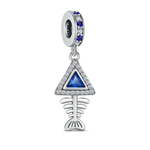 Blue And White Fish With Triangle Charm - Blue And White Fish With Triangle Charm