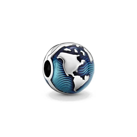 Blue And White Globe With Design Charm - Blue And White Globe With Design Charm