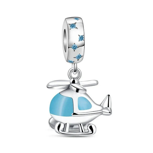 Blue And White Helicopter Charm