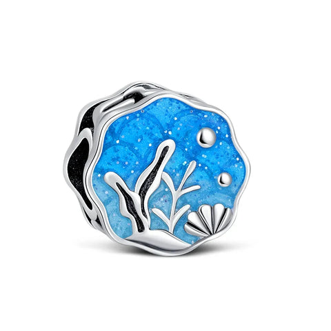Blue And White Sea Scene Charm - Blue And White Sea Scene Pandora Charm