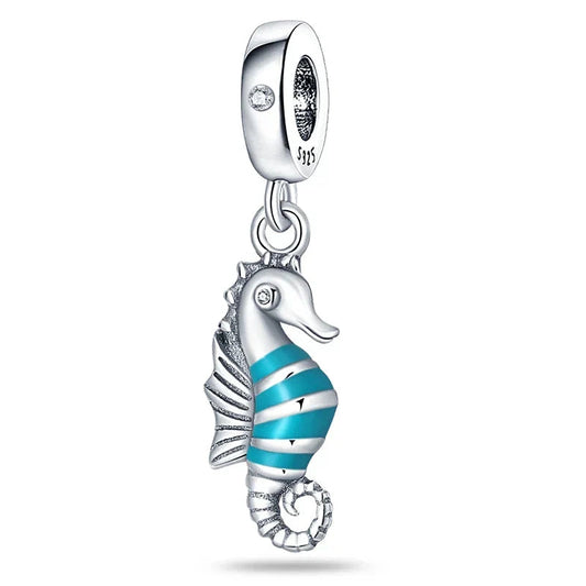 Blue And White Seahorse Charm