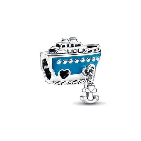 Blue And White Ship With Heart Charm