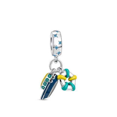 Blue And White With Beach Umbrella Charm - Blue And White With Beach Umbrella Charm