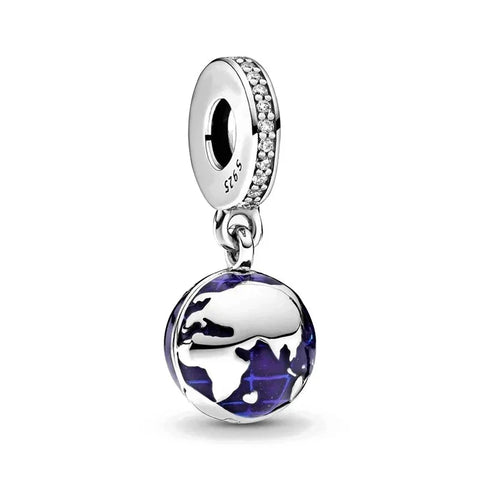 Blue And White World With Crystal Charm