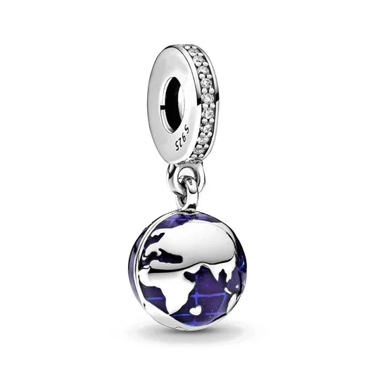 Blue And White World With Crystal Charm