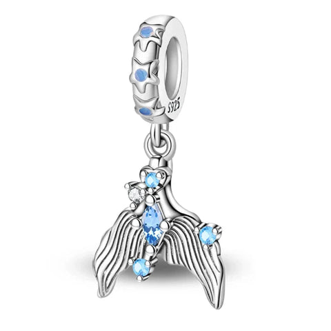 Blue Crystal With Mermaid Tail Charm - Blue Crystal With Mermaid Tail Charm