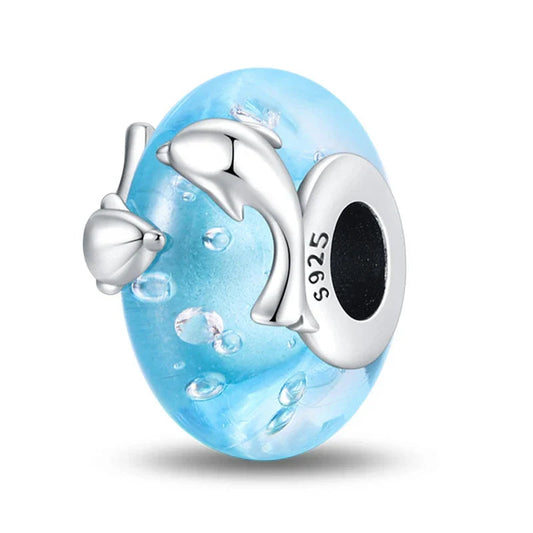 Blue Glass Bead With Fish Charm