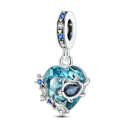 Blue Heart  Starfish Charm