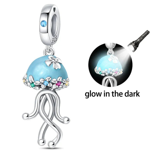 Blue Jellyfish With Light In The Dark Charm