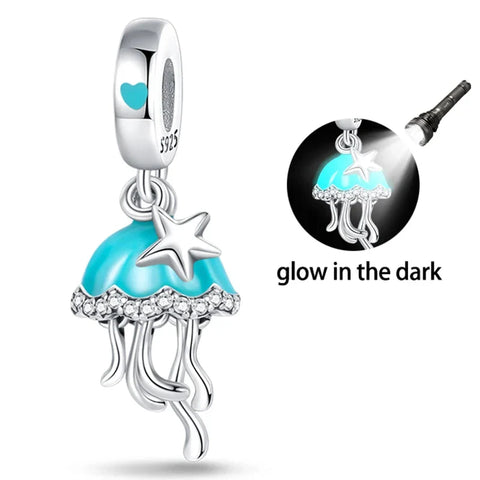 Blue Jellyfish With Star And Light In The Dark Pandora Charm