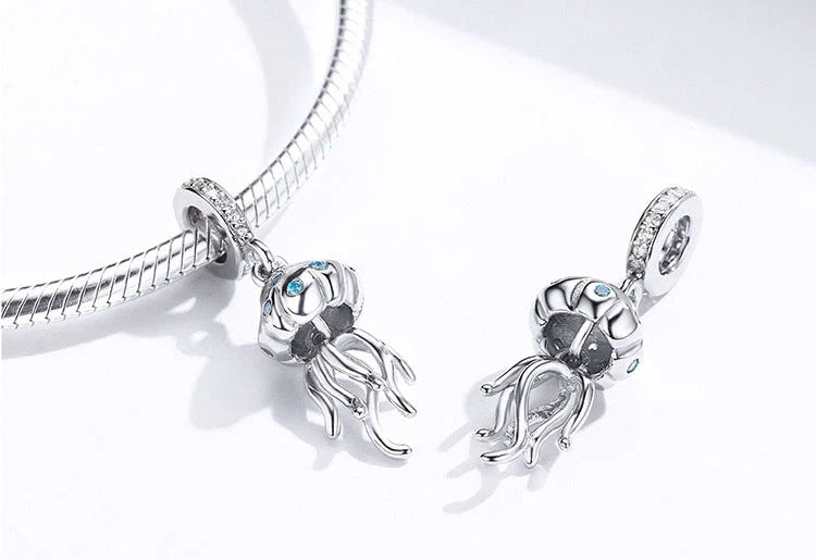 Blue Ocean Jellyfish Charm fit pandora bracelet