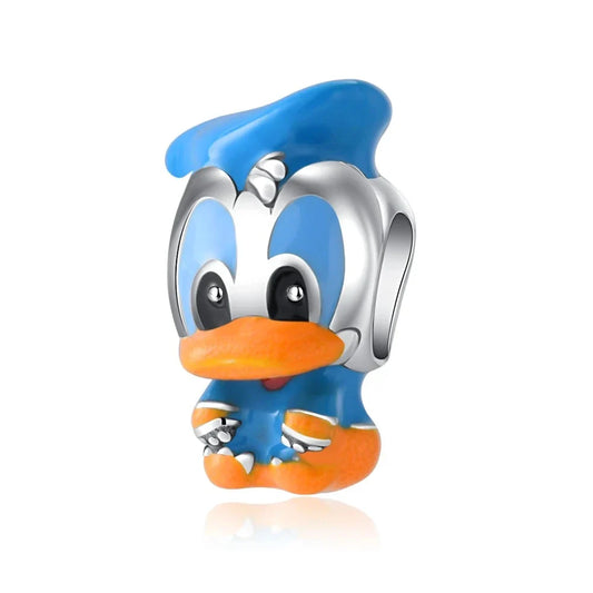 Blue Orange Donald Duck Charm Accent Charm - Compatible with Pandora Bracelets