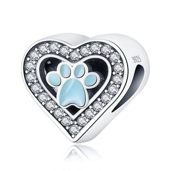 Blue Paw in My Heart Charm - Blue Paw in My Heart Charm