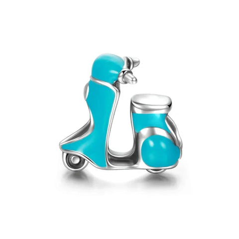Blue Scooter On White Background Charm