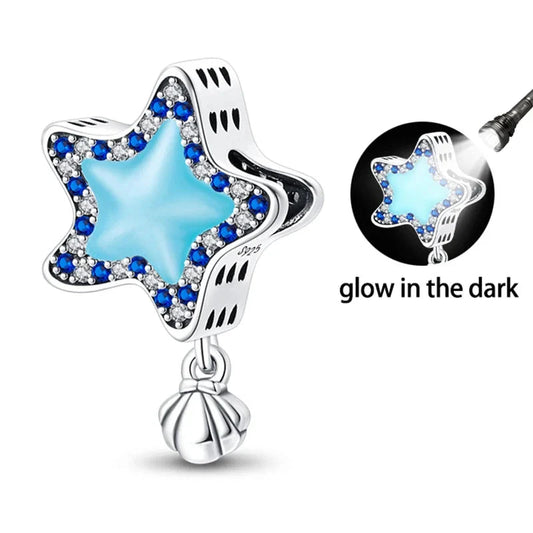 Blue Star With Light In The Dark Charm