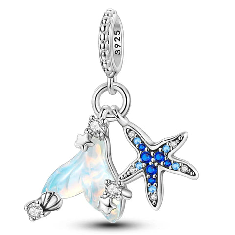 Blue Starfish With And Dolphin Pandora Charm