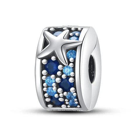 Blue Starfish With Silver Bead Charm - Blue Starfish With Silver Bead Pandora Charm