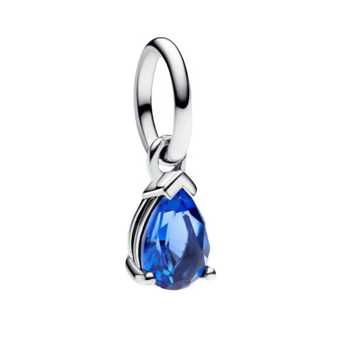 Pandora Blue Stone Pendant With Silver Chain Charm Accent