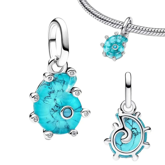 Blue Stone With Silver Plated Chain Charm
