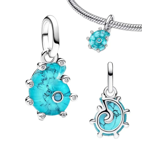Blue Stone With Silver Plated Chain Charm - Blue Stone With Silver Plated Chain Pandora Charm