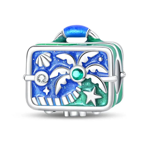 Blue Suitcase With Starfish And Palm Tree Pandora Charm