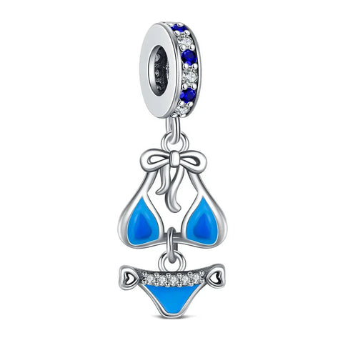 Blue Swimsuit With Bow And Crystal Charm