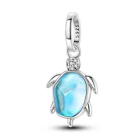 Blue Turtle  White Stone Charm - Blue Turtle  White Stone Charm