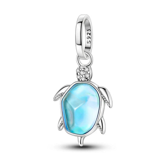 Blue Turtle  White Stone Charm