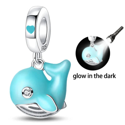 Blue Whale With Light In The Dark Charm - Blue Whale With Light In The Dark Pandora Charm