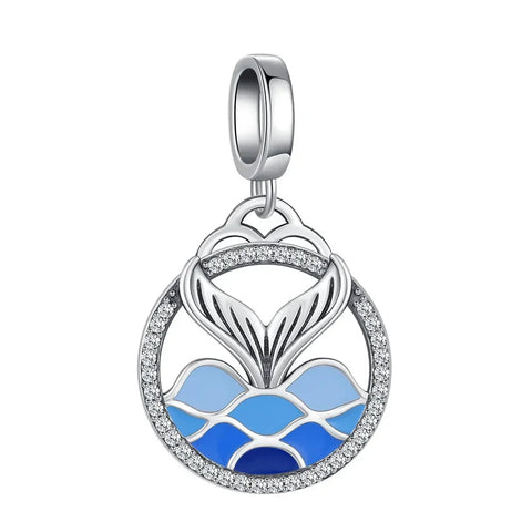 Blue Whale With White Background Charm