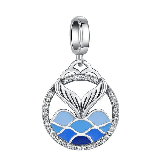 Blue Whale With White Background Charm
