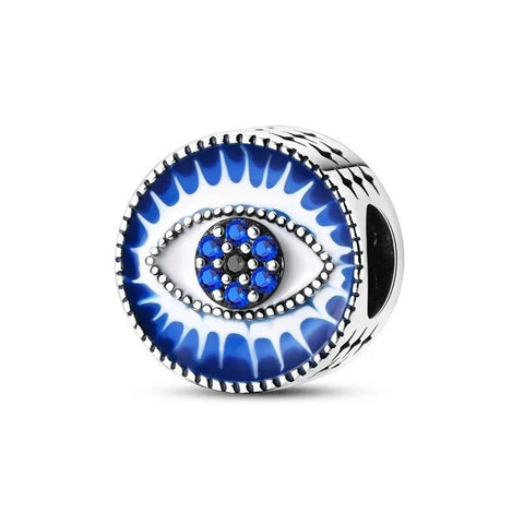 Blue White Evil Eye Charm Accent Charm - Compatible with Pandora Bracelets