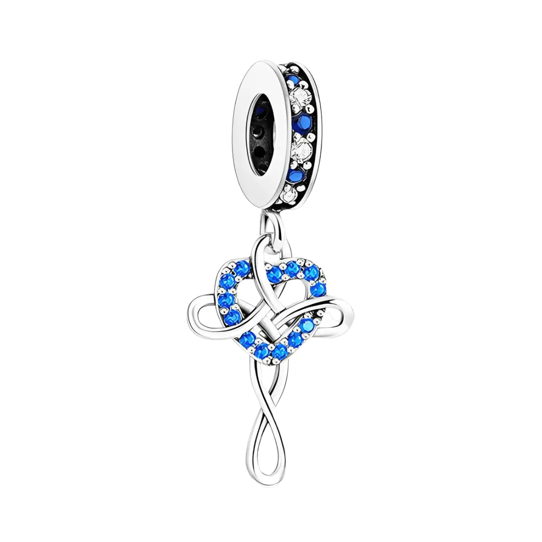 Blue Infinity and Heart Dangle Charm